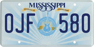 MS license plate OJF580