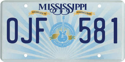 MS license plate OJF581