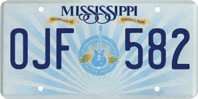 MS license plate OJF582