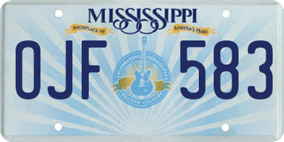 MS license plate OJF583