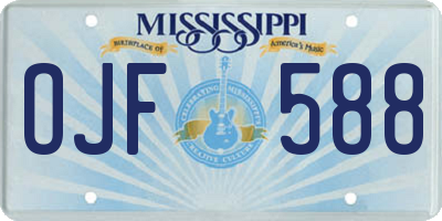 MS license plate OJF588