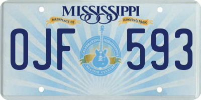 MS license plate OJF593