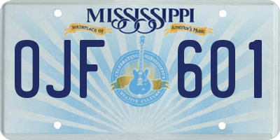 MS license plate OJF601