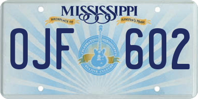 MS license plate OJF602