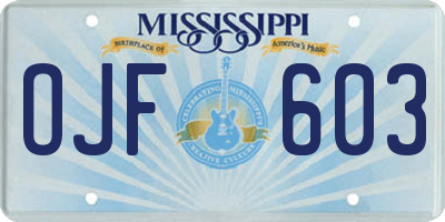 MS license plate OJF603