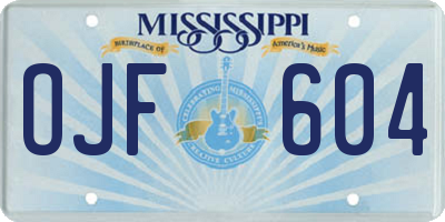 MS license plate OJF604