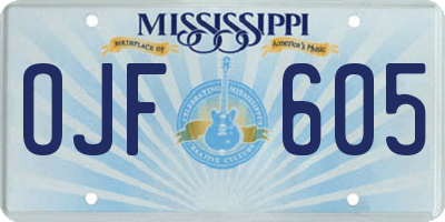 MS license plate OJF605