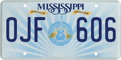 MS license plate OJF606