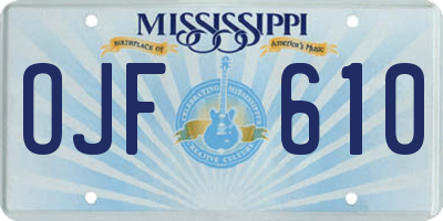 MS license plate OJF610