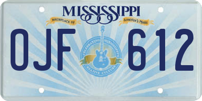 MS license plate OJF612