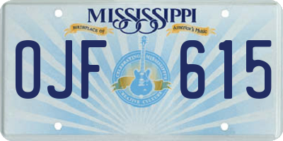 MS license plate OJF615