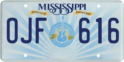 MS license plate OJF616
