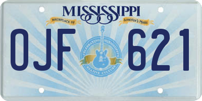 MS license plate OJF621