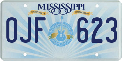 MS license plate OJF623