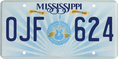 MS license plate OJF624