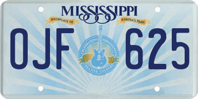 MS license plate OJF625