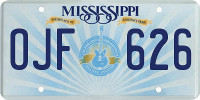 MS license plate OJF626
