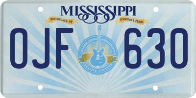MS license plate OJF630