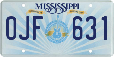 MS license plate OJF631