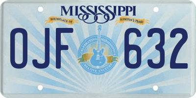 MS license plate OJF632