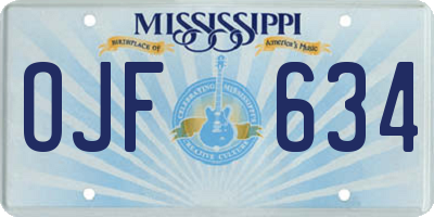 MS license plate OJF634
