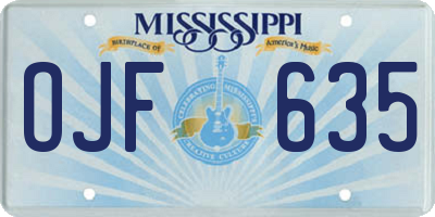 MS license plate OJF635
