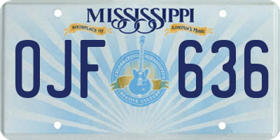 MS license plate OJF636