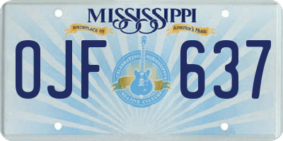 MS license plate OJF637