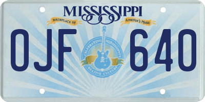 MS license plate OJF640
