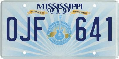 MS license plate OJF641
