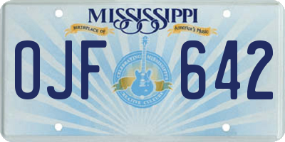 MS license plate OJF642