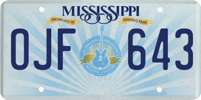 MS license plate OJF643