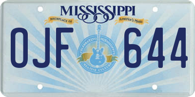 MS license plate OJF644