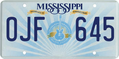 MS license plate OJF645