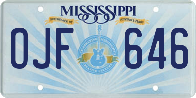 MS license plate OJF646