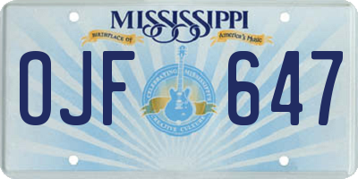 MS license plate OJF647