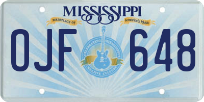 MS license plate OJF648