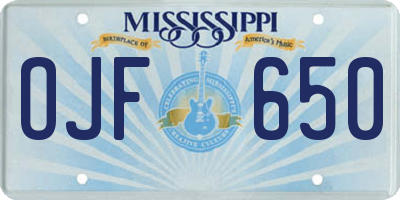 MS license plate OJF650