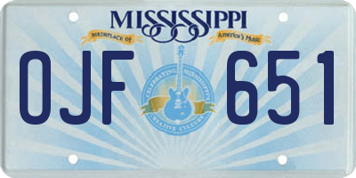 MS license plate OJF651