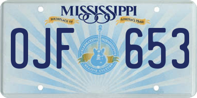 MS license plate OJF653
