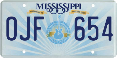 MS license plate OJF654