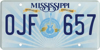 MS license plate OJF657