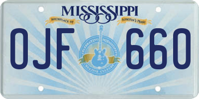 MS license plate OJF660