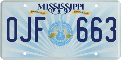 MS license plate OJF663