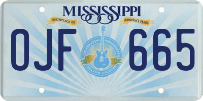 MS license plate OJF665