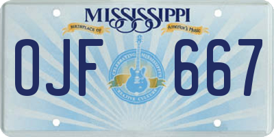 MS license plate OJF667