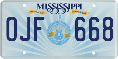MS license plate OJF668
