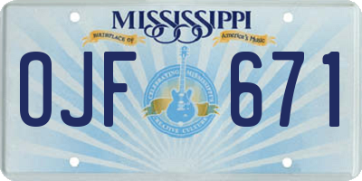 MS license plate OJF671