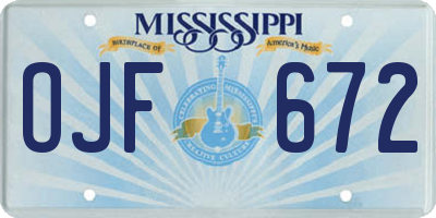 MS license plate OJF672