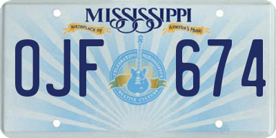 MS license plate OJF674